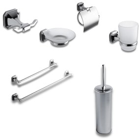 Set 7 Accessori Da Bagno Etruska "New Rock" Cromo Lucido