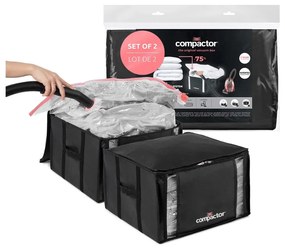 Set di organizer per vestiti sottovuoto/rinforzati in tessuto 2 pz 42x25x25 cm Black Edition – Compactor