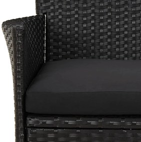 Set da Pranzo da Giardino 5 pz Nero con Cuscini in Polyrattan