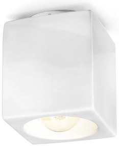 Plafoniera Vintage Ceramica Smaltata Bianco 1 Luce E27