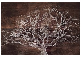 Carta da parati – Corona dell'Albero su Sfondo di Legno