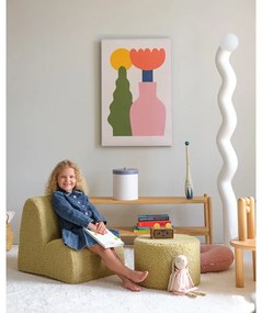 Poltrona per bambini verde con rivestimento in bouclé Cloud – Wigiwama