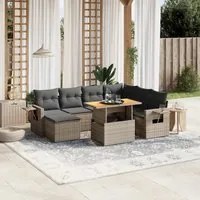 Set Divano da Giardino 8 pz con Cuscini Grigio in Polyrattan 3271872