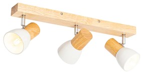 Faretto da soffitto in legno con bianco orientabile 3 luci - Thorin