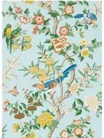 Sanderson Tapete Chinoiserie Hall - Dawn Blue/ Persimmon