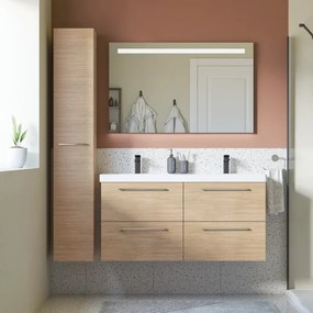 Mobile sottolavabo e lavabo Remix New per doppia vasca rovere chiaro L 121 cm 4 cassetti