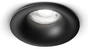 Faretto Incasso Tondo Moderno Oasis Alluminio Nero 1 Luce Gu10