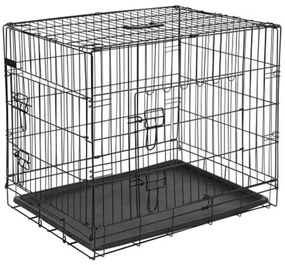 @pet gabbia trasporto per cani in metallo 77,5x48,5x55,5 cm nera 15002