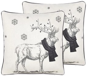 Set di 2 cuscini decorativi con renne 45 x 45 cm nero e bianco SVEN Beliani
