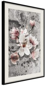 Poster  Flowers on Concrete  Cornice Quadri Cornice nera con pass-partout, Larghezza x Altezza Home decor 20x30