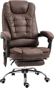 Poltrona da Ufficio 65x70x111-119 cm con Telecomando e 6 Punti di Massaggio in Microfibra Marrone...