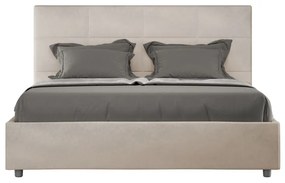 Letto imbottito Matrimoniale 160x200 cm Mika - Con rete,Microfibra,Sabbia