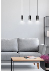Lampadario 3 Luci Ivar Con Cilindri In Acciaio Nero E Cromo