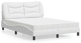 Letto Con Materasso Bianco 140x200 Cm İn Similpelle /