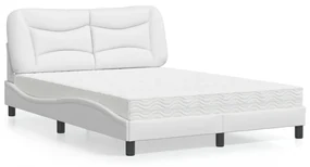 Letto Con Materasso Bianco 140x200 Cm İn Similpelle /
