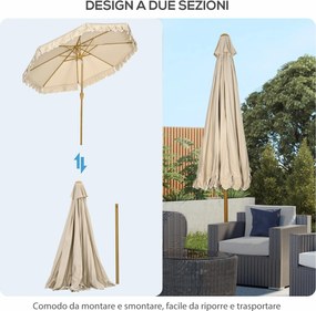 Ombrellone da Giardino Ø265x235,5 cm  in Acciaio e Poliestere Cachi...