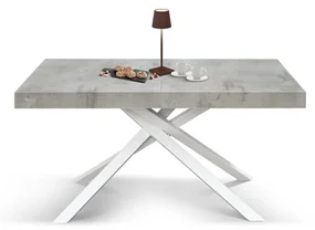 Tavolo FORTE DEI MARMI grigio cemento allungabile con base bianca 160×90 cm – 240×90 cm