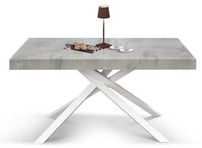 Tavolo FORTE DEI MARMI grigio cemento allungabile con base bianca 180×90 cm – 260×90 cm
