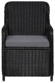 Set da pranzo da giardino 9 pz in polyrattan nero