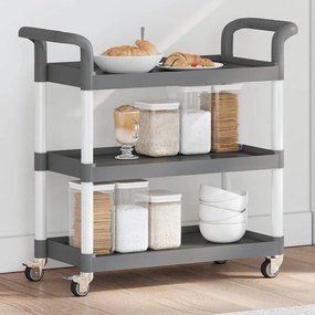 Carrello A 3 Ripiani Grigio 77x34x72 Cm İn Alluminio /