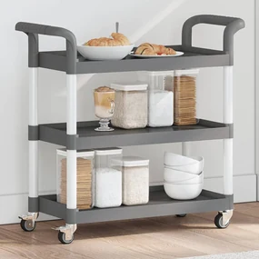 Carrello A 3 Ripiani Grigio 77x34x72 Cm İn Alluminio /