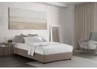 Letto piazza e mezza Gaia, Letto contenitore con rivestimento in tessuto, Made in Italy, Apertura laterale, con materasso cm 120x190 incluso, Tortora