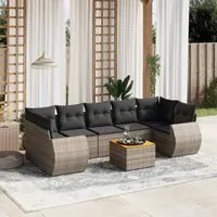 Set Divano da Giardino 8 pz con Cuscini Grigio in Polyrattan 3224919