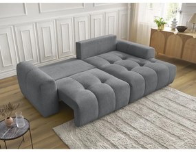 Divano angolare grigio allungabile/con contenitore (con penisola a destra/con chaise lounge) con rivestimento in ciniglia Roxelane – Bobochic Paris