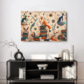 Quadro su tela – Volpi in biblioteca