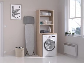 Armadio per lavatrice con ripiani L65 x H184 cm Naturale chiaro - ERKANO