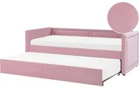 Letto da giorno estraibile rosa velluto a coste misura singola 90 x 200 con rete a doghe Nailhead Trim Glam