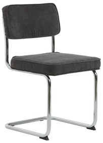 Sedia da pranzo grigio scuro in velluto a coste Rupert - Unique Furniture