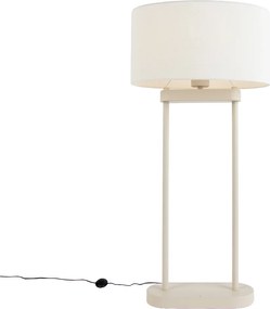 Lampada da terra beige con paralume ovale bianco in lino 35 cm - Thijmen