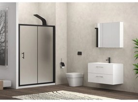 Kamalu - Porta doccia 130cm telaio nero e vetro opaco scorrevole | KFN5000NS