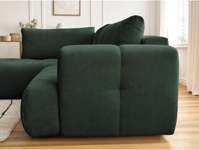 Divano angolare verde allungabile e con contenitore (penisola a sinistra/a L) con rivestimento in ciniglia Fuji – Bobochic Paris