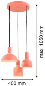 Argon 1469 - Lampadario a sospensione con filo SINES 3xE27/15W/230V arancione