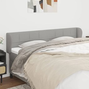 Testiera Ad Orecchio Grigio Chiaro 183x23x78/88 Cm İn Tessuto /