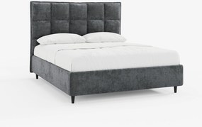 AURO letto imbottito con vano contenitore e testiera capitonné alta in ciniglia Oeko-Tex®