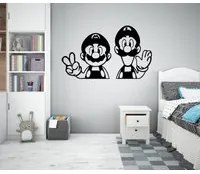 MARIO E LUIGI - Adesivo murale wall sticker in vinile 55x95 cm Colore: nero