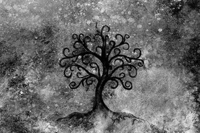 Carta da parati – Albero della vita in bianco e nero