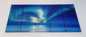 Quadri 5 pezzi – Aurora boreale sull'oceano
