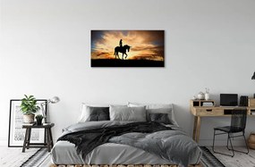 Quadro stampa su tela Una donna su un tramonto unicorno 100x50 cm