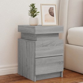 Comodini Con Luci Led 2pz Grigio Sonoma 35x39x55 Cm /