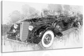 Quadro su tela – Auto retrò storica in bianco e nero