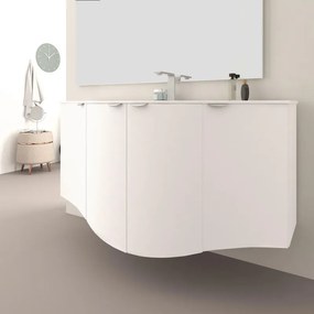 Mobile sottolavabo e lavabo Onda per vasca centrale bianco opaco L 138 x H 70 x P 51 cm