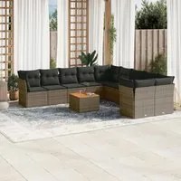 Set Divani da Giardino 11 pz con Cuscini in Polyrattan Grigio 3223855