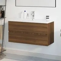 Mobile Bagno Lavabo Integrato Rovere Marrone Legno Multistrato 3152884