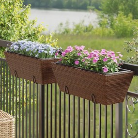 Fioriere Con Ganci 2 Pz Marroni İn Polyrattan /