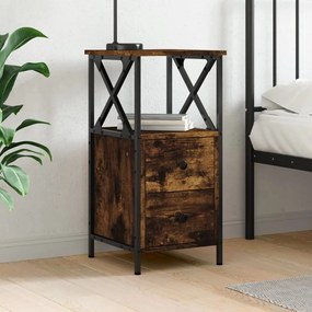 Comodino Rovere Fumo 34x35,5x70 Cm İn Legno Multistrato /
