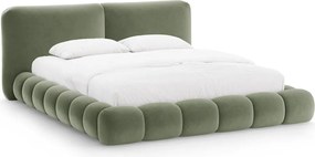 Letto matrimoniale imbottito verde con contenitore con rete inclusa 200x200 cm Solange – Micadoni